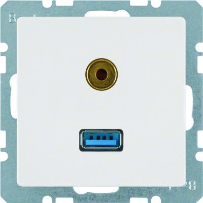 BERKER Q.x Gniazdo USB/3.5mm audio biały aksamit 3315396089 HAGER (3315396089)