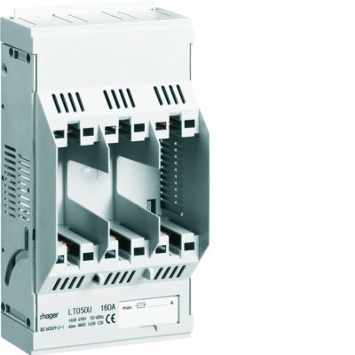 LT podstawa bezpiecz. NH00 3P 160A 690VAC płyta motaż. zaciski klatkowe 95mm2 LT050U HAGER (LT050U)