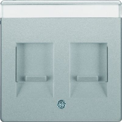 BERKER Q.x Płytka czołowa podwójna zasuwa chroniące przed kurzem pole opisowe aluminium aksamit lakierowana 11816084 HAGER (11816084)