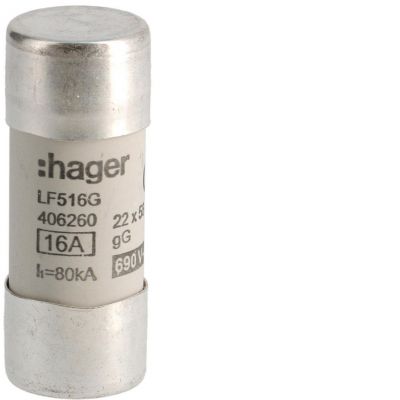 Wkładka bezpiecznikowa cylindryczna CH-22 22x58mm gG 16A 690VAC LF516G HAGER (LF516G)