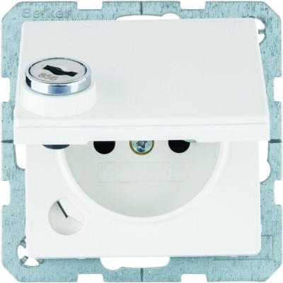 Q.x Gniazdo z uziemieniem z pokrywą i zamkiem, biały aksamit (6765116089)