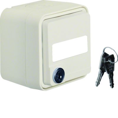 BERKER W.1 Gniazdo SCHUKO 2P+Z na klucz z polem opisowym różne zamki kompletne IP55 biały 47693502 HAGER (47693502)