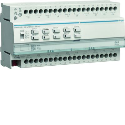KNX e/s Sterownik załączający/żaluzjowy 20-/10-krotny 16A C-load, KNX secure (TYMS620D)