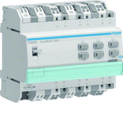 KNX s Sterownik załączający / żaluzjowy 16 A 6-/3-kr z detekcją prądu 4 mod TYA606E HAGER (TYA606E)