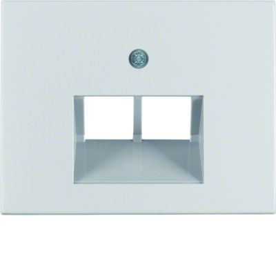 BERKER K.5 Płytka czołowa do gniazda przyłączeniowego UAE podwójna komp./tel. aluminium 14097003 HAGER (14097003)