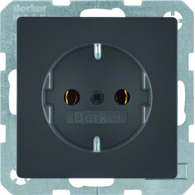 BERKER Q.x Gniazdo SCHUKO kompletne antracyt aksamit lakierowana 47436086 HAGER (47436086)