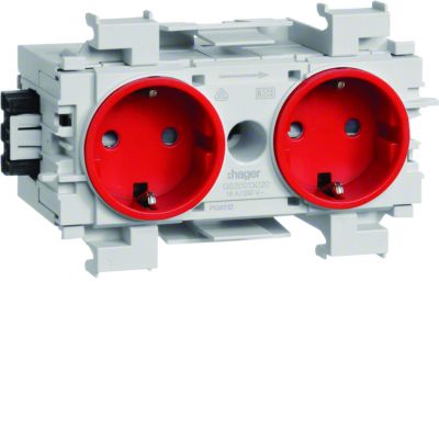 tehalit.WA Gniazdo SCHUKO 2-krotne WAGO montaż krawędziowy czerwony GS20013020 HAGER (GS20013020)