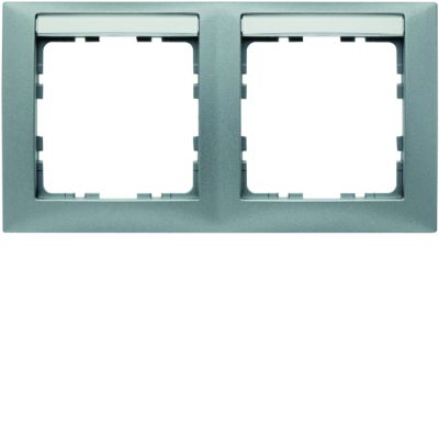 BERKER B.Kwadrat Ramka podwójna pozioma z polem opisowym aluminium mat 10229959 HAGER (10229959)