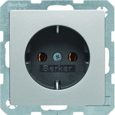 BERKER Q.x Gniazdo SCHUKO kompletne aluminium aksamit lakierowana 47436084 HAGER (47436084)