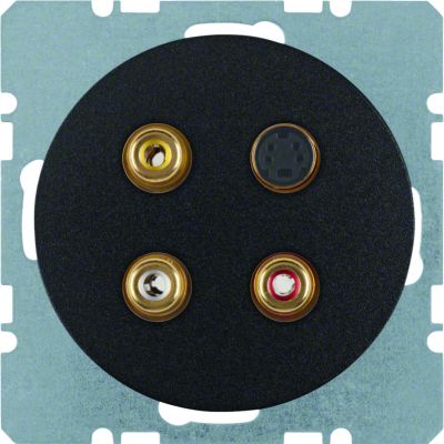 BERKER R.1/R.3 Gniazdo 3 x cinch/S-Video czarny 3315322045 HAGER (3315322045)