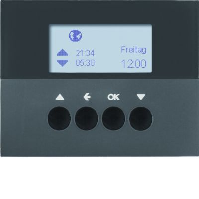 BERKER K.1 Żaluzjowy łącznik czasowy z wyświetlaczem do sterowania żaluzjami antracyt 85741175 HAGER (85741175)
