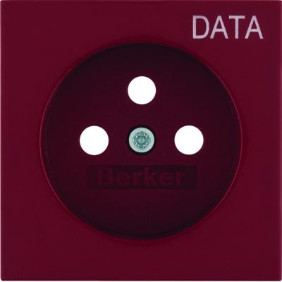 BERKER B.Kwadrat Płytka czołowa do gniazda z uziemieniem z nadrukiem DATA czerwony 3963808995 HAGER (3963808995)