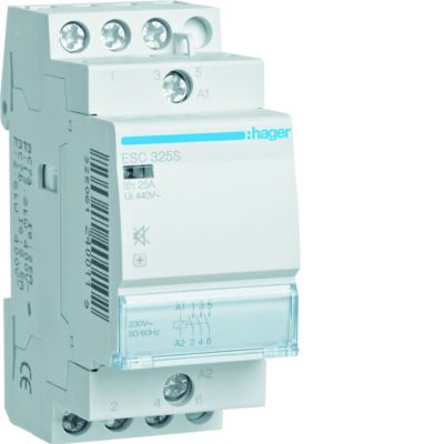 Stycznik modułowy cichy 230V AC 3Z 25A AC-7A B ESC325S HAGER (ESC325S)