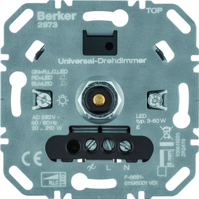 one.platform Ściemniacz obrotowy uniwersalny obciążenie R/L/C 20-210 W LED 3-60 W 2973 HAGER (2973)