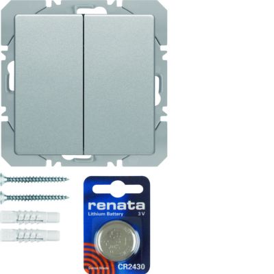 BERKER Q.x KNX RF quicklink przycisk radiowy podwójny płaski Berker.Net aluminium 85656224 HAGER (85656224)