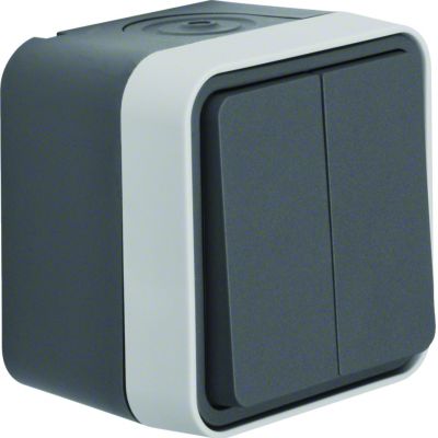 BERKER W.1 Łącznik świecznikowy wspólne zaciski wejściowe kompletny IP55 szary 30753505 HAGER (30753505)