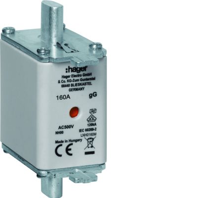 Wkładka bezp. nożowa NH00 wsk.podw. uchwyt nieiz. gG 160A 500VAC LNH0160M HAGER (LNH0160M)