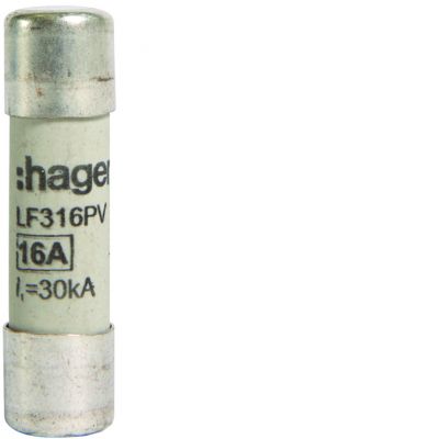 Wkładka bezpiecznikowa cylindryczna CH-10 10x38mm gPV 16A 1000VDC LF316PV HAGER (LF316PV)