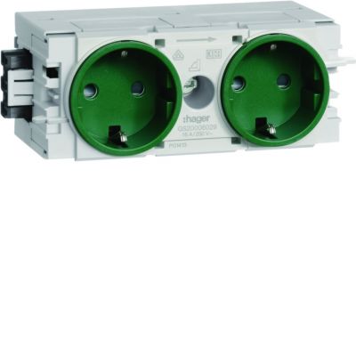 tehalit.WA Gniazdo SCHUKO 2-krotne WAGO C-profil zielony GS20006029 HAGER (GS20006029)