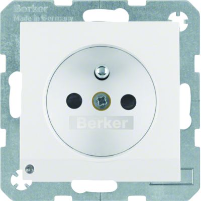 BERKER B.3/B.7 Gniazdo z uziemieniem i podświetleniem orientacyjnym LED biały 6765101909 HAGER (6765101909)