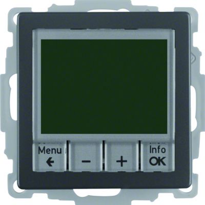 BERKER Q.x Regulator temperatury ze sterowaniem czasowym z stykiem zwiernym i elementem centralnym antracyt aksamit lakierowana 20446086 HAGER (20446086)