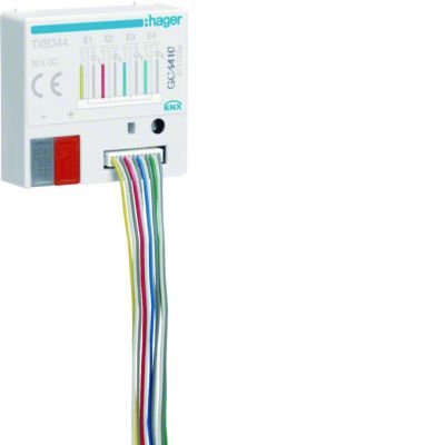 KNX e/s Wejście przyciskowe z wyjściem sterującym LED 4-wejścia + 4-wyjścia TXB344 HAGER (TXB344)