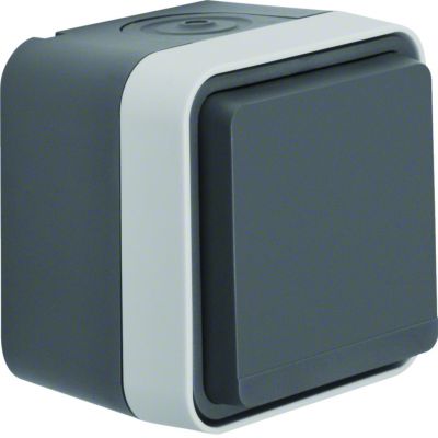 BERKER Gniazdo SCHUKO 2P+Z z pokrywą kompletne IP55 szary 47403515 HAGER (47403515)