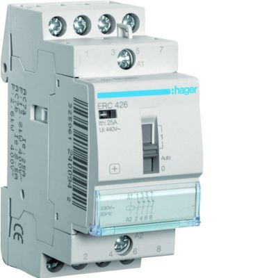 Stycznik modułowy z możliwością sterowania ręcznego 230V AC 4R 25A AC-7A B ERC426 HAGER (ERC426)