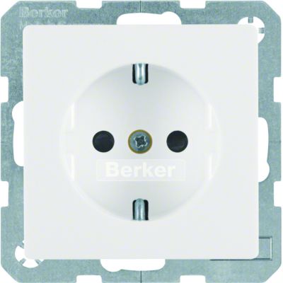 BERKER Q.x Gniazdo SCHUKO kompletne z przesłoną styków biały aksamit 47236089 HAGER (47236089)