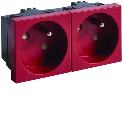 tehalit.GB-EG Gniazdo 2P+Z 33st 2-krotne 45x45mm bezhalogenowe czerwone EER2333020 HAGER (EER2333020)