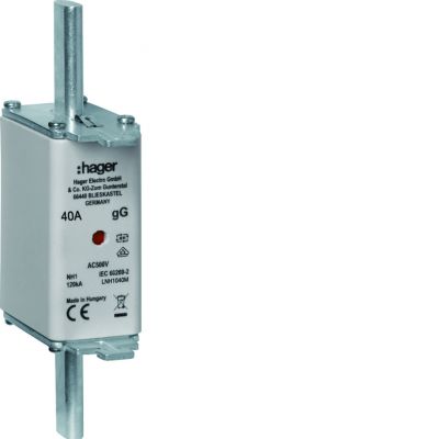 Wkładka bezp. nożowa NH1C wsk.podw. uchwyt nieiz. gG 40A 500 VAC LNH1040M HAGER (LNH1040M)
