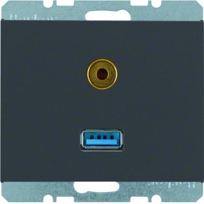 BERKER K.1 Gniazdo USB / 3,5mm Audio antracyt 3315397006 HAGER (3315397006)