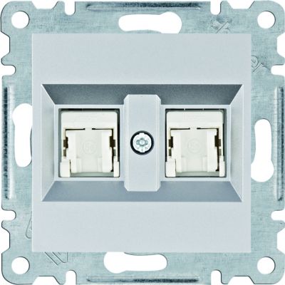 lumina Gniazdo komputerowe podwójne RJ45 kat.5e UTP srebrny WL2122 HAGER (WL2122)