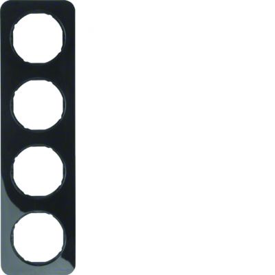 BERKER R.1 Ramka poczwórna czarna połysk 10142145 HAGER (10142145)