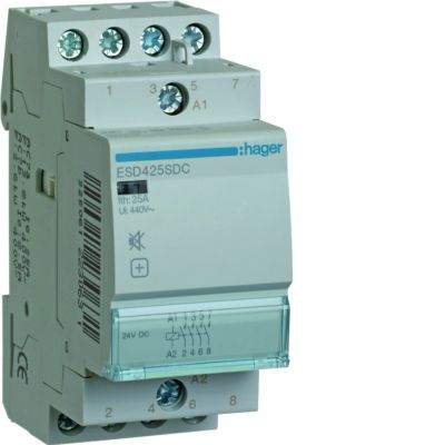 Stycznik modułowy cichy 24V DC 4Z 25A AC-7A B ESD425SDC HAGER (ESD425SDC)