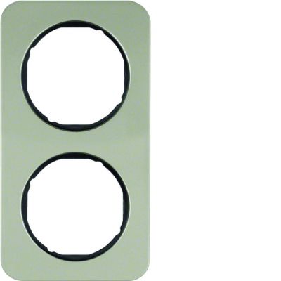 BERKER R.1 Ramka podwójna stal szlachetna/czarny 10122104 HAGER (10122104)
