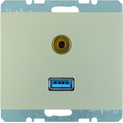 BERKER K.5 Gniazdo USB / 3,5mm Audio stal szlachetna lakierowana 3315397004 HAGER (3315397004)