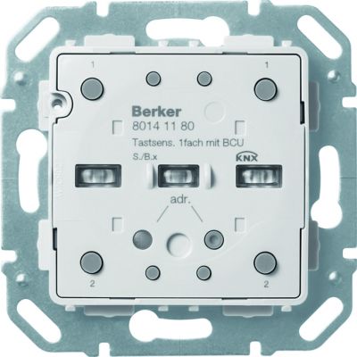 BERKER KNX e/s B.x Moduł przycisku pojedyncza z portem magistralnym diodami LED RGB i czuj. temperatury 80141180 HAGER (80141180)