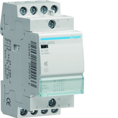 Stycznik modułowy cichy 230V AC 4Z 25A AC-7A B ESC425S HAGER (ESC425S)