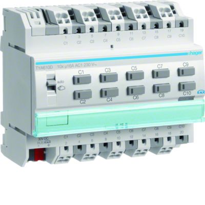 KNX s Sterownik załączający / żaluzjowy 16 A 10-/5-kr obc. pojemn. 6 mod TYA610D HAGER (TYA610D)