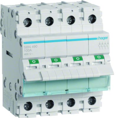 Modułowy rozłącznik izolacyjny 4P 100A 400VAC SBN490 HAGER (SBN490)