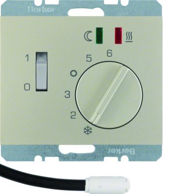 BERKER K.5 Regulator temperatury podłogi z stykiem zwiernym elementem centralnym LED stal szlachetna lakierowana 20347104 HAGER (20347104)