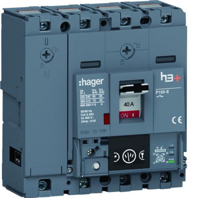 MCCB Wyłącznik mocy h3+ P160 4P 40A 70kA Energy (HES041NC)