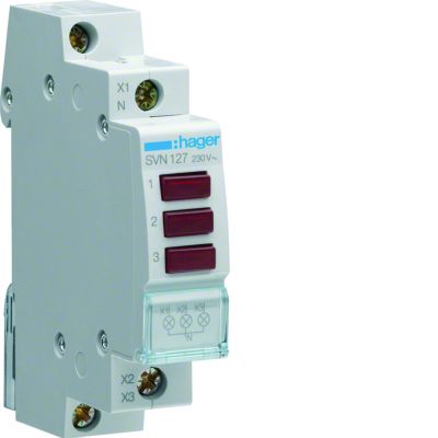 Lampka sygnalizacyjna LED 3x czerwona 230VAC SVN127 HAGER (SVN127)