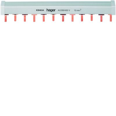 Szyna grzebieniowa kołkowa pozioma 4P 10mm2 12M KB463A HAGER (KB463A)