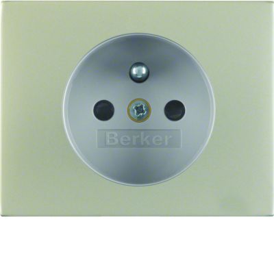 BERKER K.5 Płytka czołowa z przysłonami styków do gniazda z uziemieniem stal szlachetna nierdzewna 3965757004 HAGER (3965757004)
