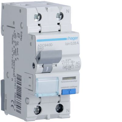 RCBO Wyłącznik różnicowonadprądowy 1P+N 6kA B40A 30mA Typ AC ADC940D HAGER (ADC940D)