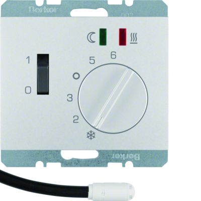 BERKER K.5 Regulator temperatury podłogi z stykiem zwiernym elementem centralnym LED aluminium 20347103 HAGER (20347103)