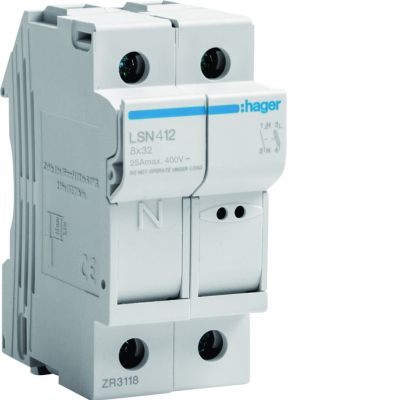 Rozłącznik bezpiecznikowy cylindryczny 1P+N 25A 8,5x31,5mm L32 LSN412 HAGER (LSN412)