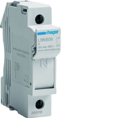 Rozłącznik bezpiecznikowy cylindryczny 1P 32A 10x38mm L38 LSN509 HAGER (LSN509)
